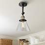 Large Cone 8" Wide Black and Brass Adjustable Ceiling Light
