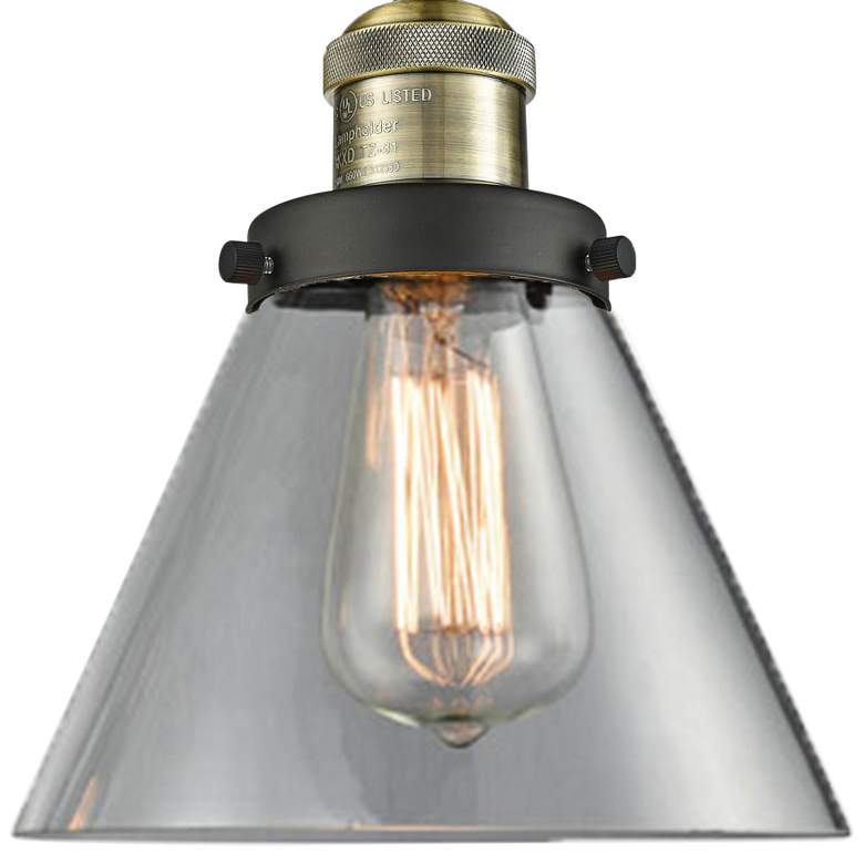 Image 3 Large Cone 8" Wide Black and Brass Adjustable Ceiling Light more views