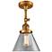 Large Cone 8" Wide Brushed Brass Adjustable Ceiling Light