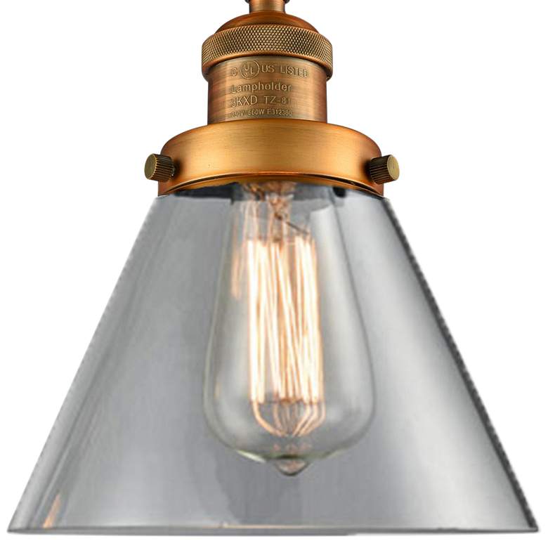 Image 3 Large Cone 8" Wide Brushed Brass Adjustable Ceiling Light more views