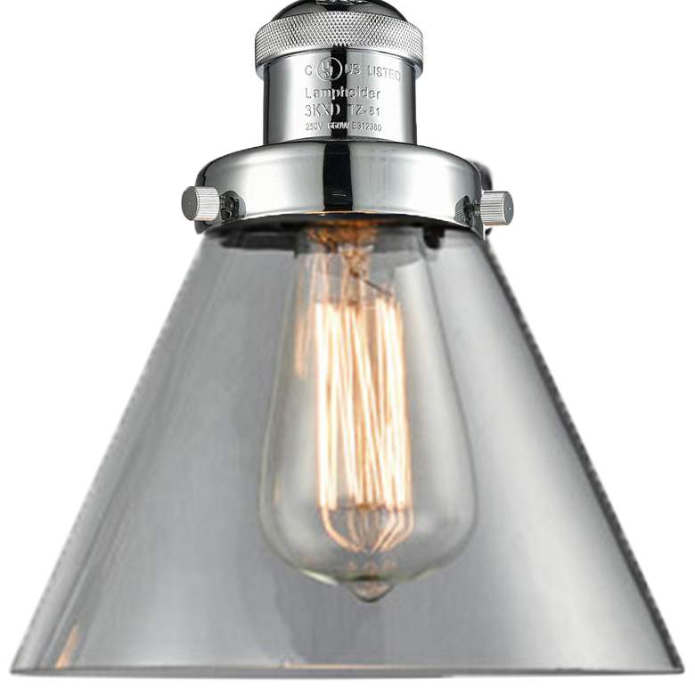 Image 2 Large Cone 8" Wide Polished Chrome Adjustable Ceiling Light more views