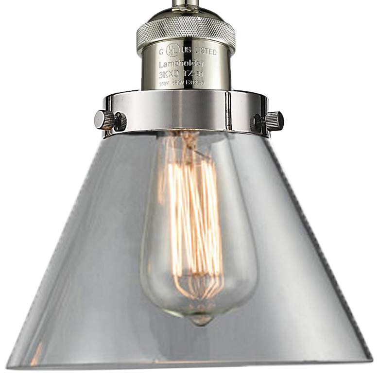 Image 3 Large Cone 8 inch Wide Polished Nickel Adjustable Ceiling Light more views