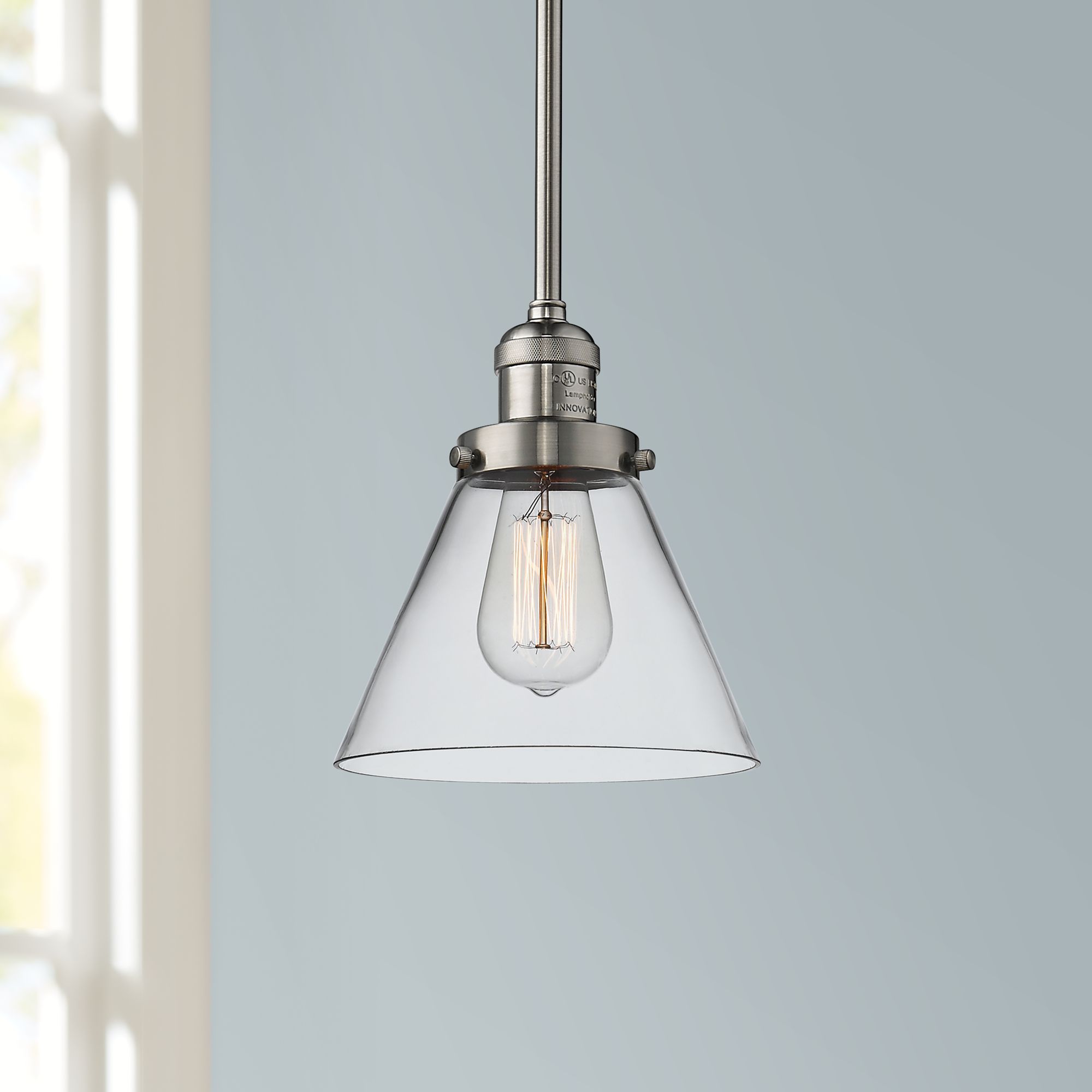 brushed nickel cone pendant light