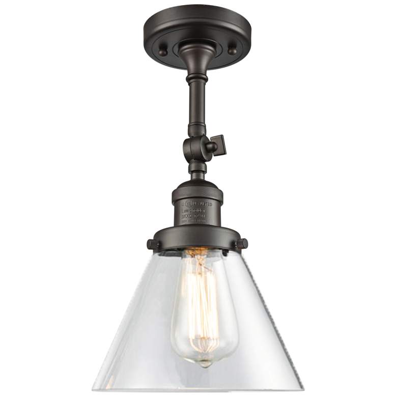 Image 2 Large Cone 8"W Oil-Rubbed Bronze Adjustable Ceiling Light
