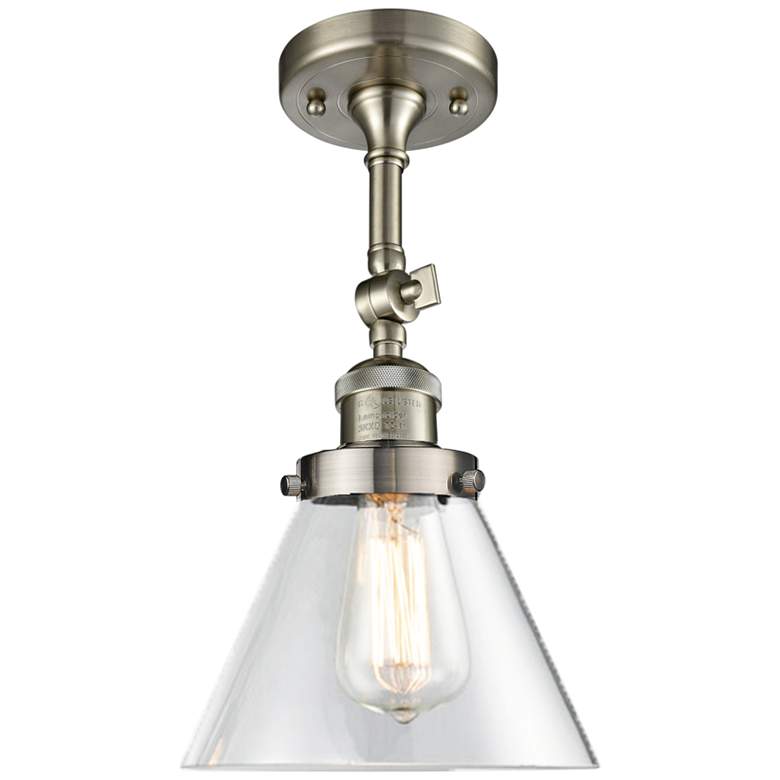 Image 2 Large Cone 8"W Satin Brushed Nickel Adjustable Ceiling Light