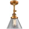 Large Cone 8" Wide Brushed Brass Adjustable Ceiling Light