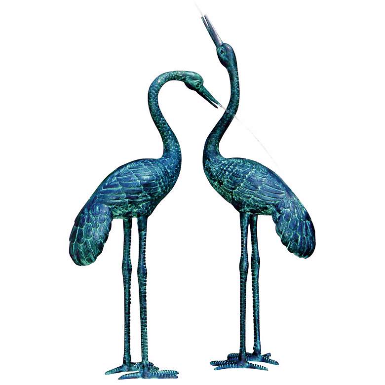 Image 2 Large Crane Birds 43" High Spitter Pond Fountain