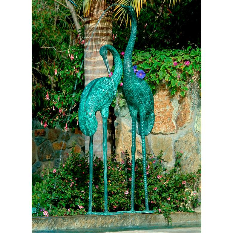 Image 1 Large Cranes 60" High Water Spitter Pond Fountain