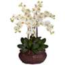 Large Cream Phalaenopsis 30"H Faux Orchid in a Woven Basket