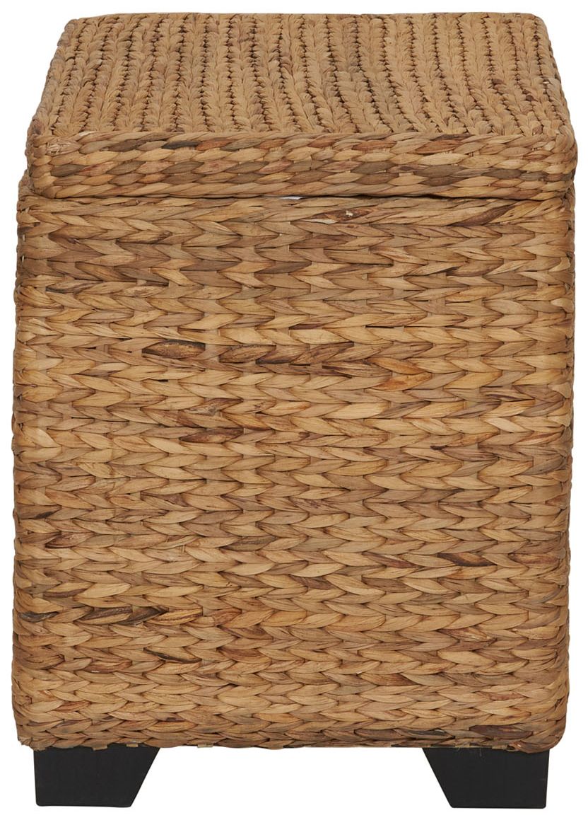 Large Curved Wicker Storage Chest with Liner, Water Hyacinth