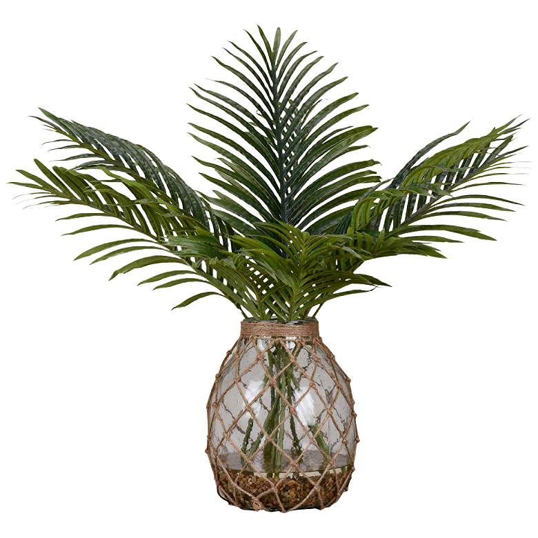 Image 1 Large Cycas Palm Fronds 32 inchW Faux Plant in Glass Jug