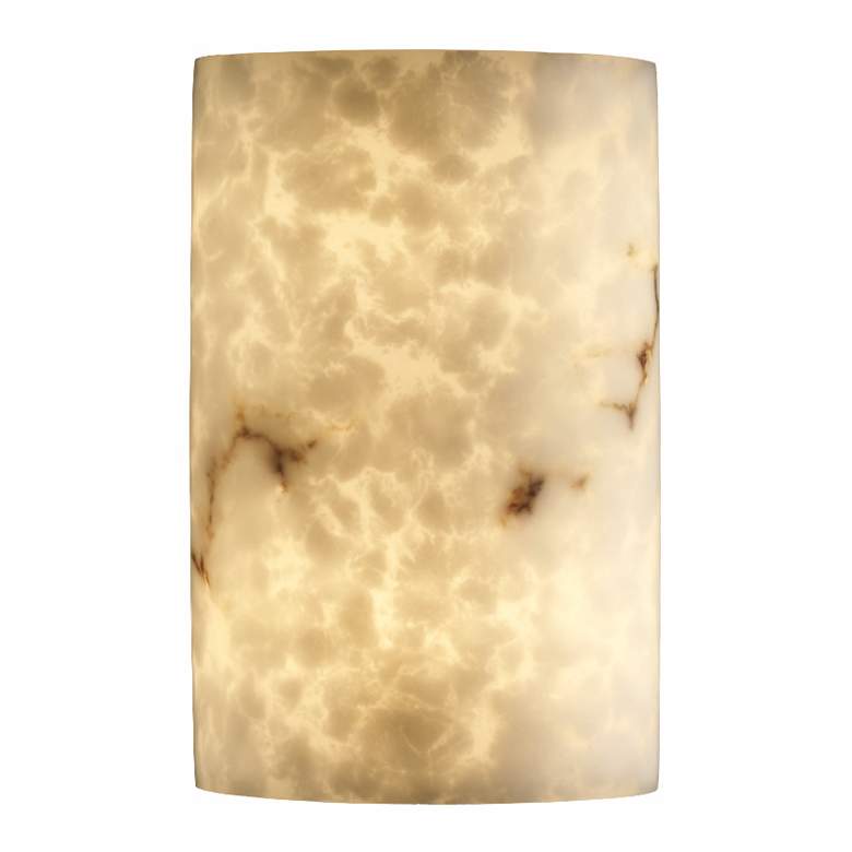 Image 2 Large Cylinder Faux Alabaster 12 1/2 inch High Wall Sconce