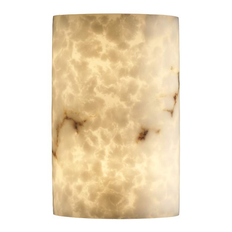 Image 2 Large Cylinder Faux Alabaster 12 1/2" High Wall Sconce