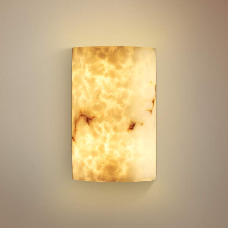 Large Cylinder Faux Alabaster 12 1/2 inch High Wall Sconce
