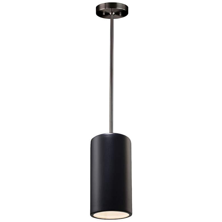 Image 2 Large Cylinder LED Pendant - Carbon Black - Brushed Nickel - Rigid Stem more views