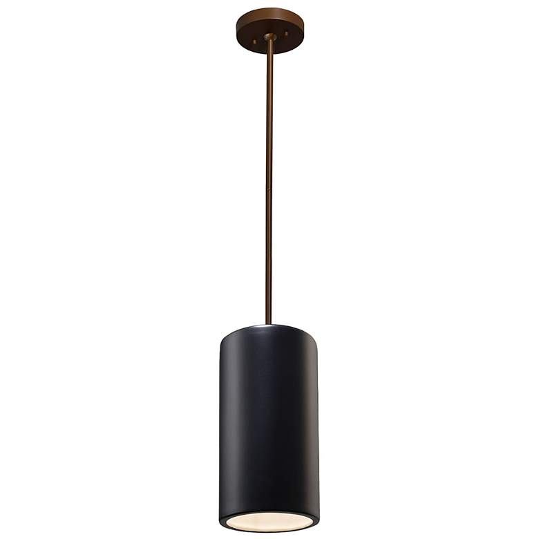 Image 2 Large Cylinder LED Pendant - Carbon Black - Dark Bronze - Rigid Stem more views