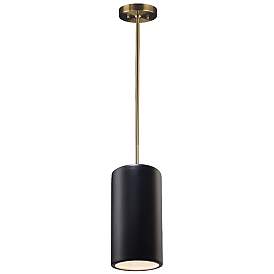 Image2 of Large Cylinder Pendant - Carbon Black - Antique Brass - Rigid Stem more views