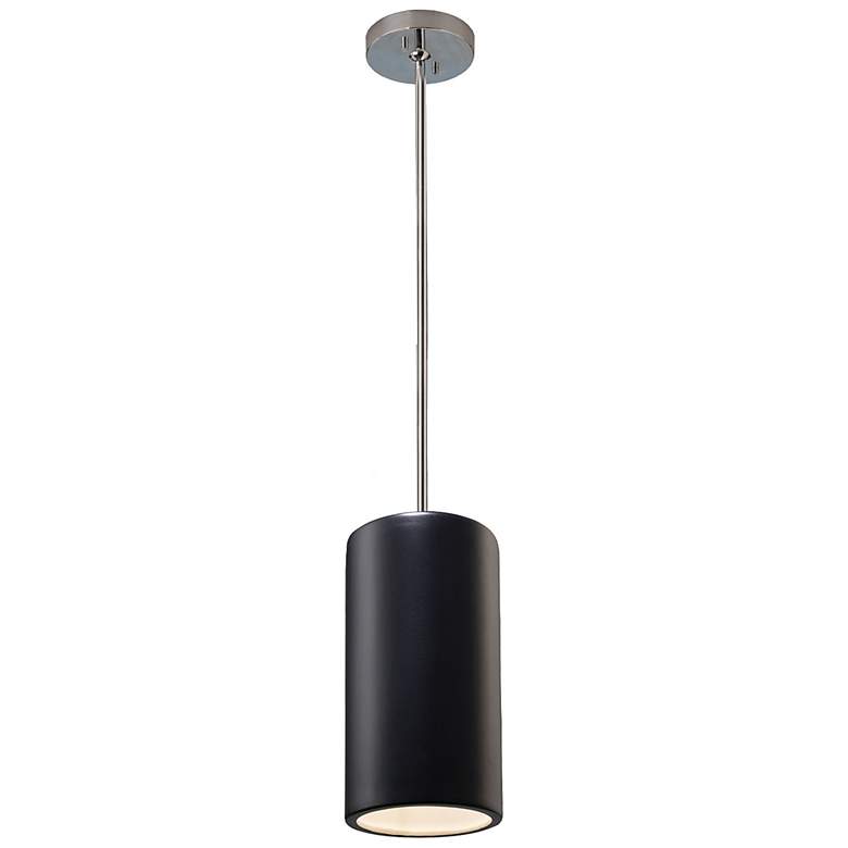 Image 2 Large Cylinder Pendant - Carbon Black - Polished Chrome - Rigid Stem more views