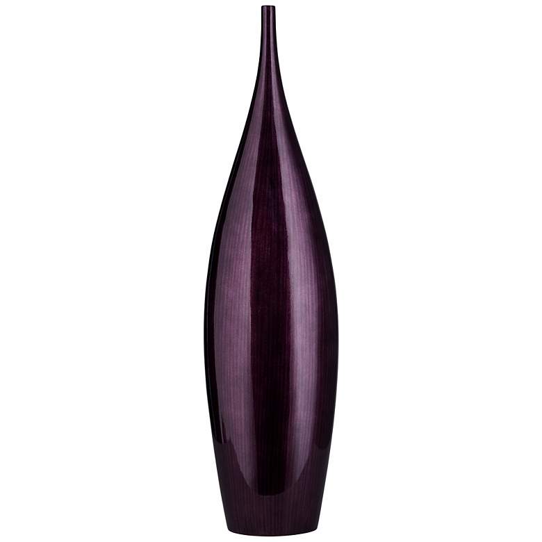 Image 1 Large Dark Plum 26 1/2 inch High Purple Line Bottle Vase