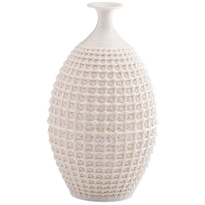 Image 1 Large Diana Braided And Lattice Matte White Ceramic Vase