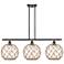 Large Farmhouse 36"W 3 Light Bronze Island Light w/ Clear and Brown Sh