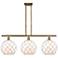 Large Farmhouse 36"W 3 Light Brushed Brass Island Light w/ White Shade