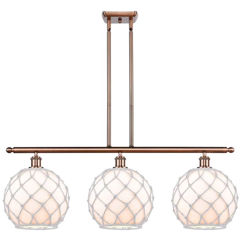 Image 1 Large Farmhouse 36"W 3 Light Copper Island Light w/ White Shade