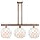 Large Farmhouse 36"W 3 Light Copper Island Light w/ White Shade