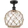 Large Farmhouse Rope 10"W Bronze Semi Flush Mount w/ Clear and Brown S