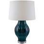 Large Fluted Tropical Turquoise Table Lamp with Acrylic Base