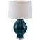 Large Fluted Tropical Turquoise Table Lamp with Acrylic Base