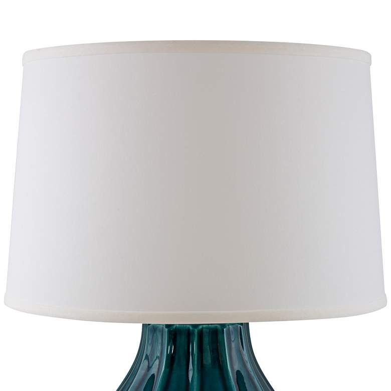 Image 3 Large Fluted Tropical Turquoise Table Lamp with Acrylic Base more views