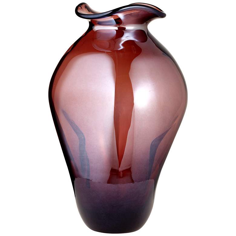 Image 1 Large Handmade Purple Swirl Glass Vase
