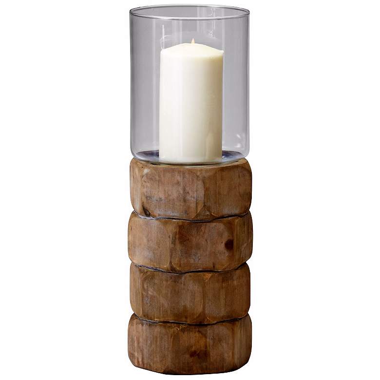 Image 1 Large Hex Nut Natural Wood Candle Holder