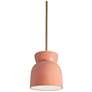 Large Hourglass LED Pendant - Gloss Blush - Antique Brass - Rigid Stem