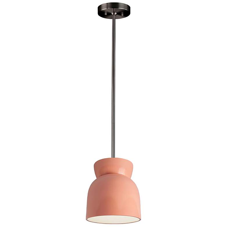 Image 2 Large Hourglass LED Pendant - Gloss Blush - Brushed Nickel - Rigid Stem more views