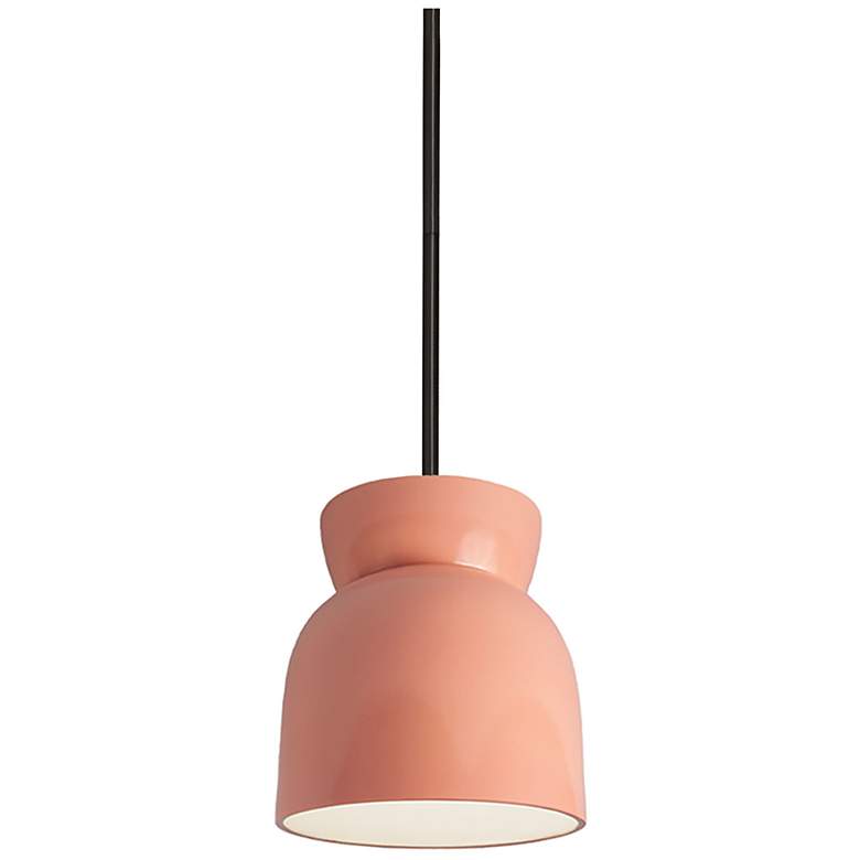 Image 1 Large Hourglass LED Pendant - Gloss Blush - Matte Black - Rigid Stem