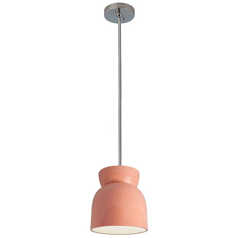Image 2 Large Hourglass Pendant - Gloss Blush - Polished Chrome - Rigid Stem more views