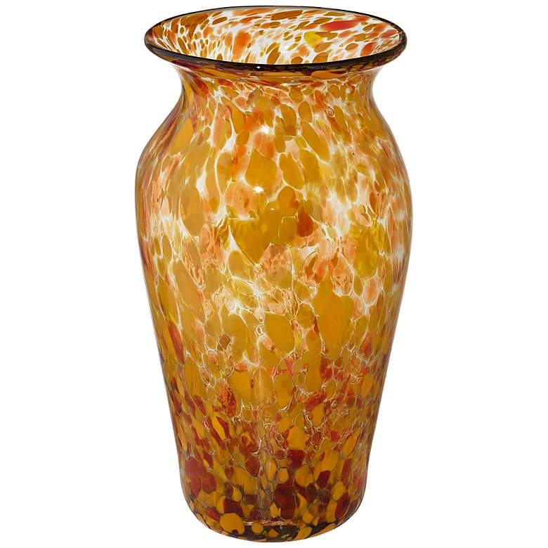 Image 1 Large Inferno Orange and Red Confetti Spanish Glass Vase