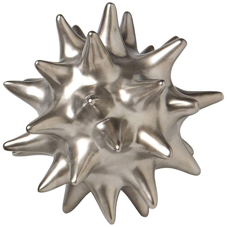 Image 1 Large Matte Silver 6 inch High Ceramic Urchin Sculpture