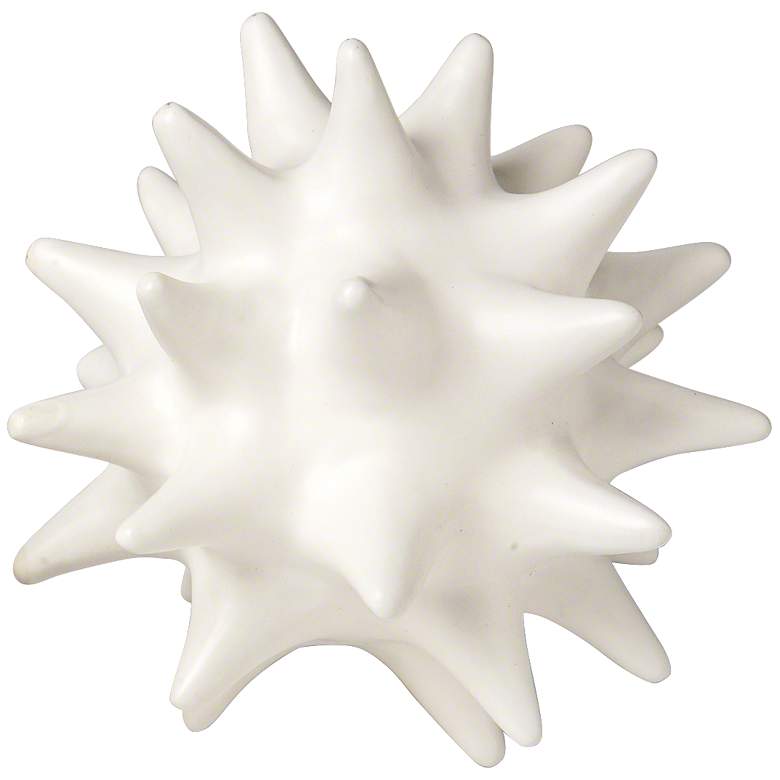 Image 2 Large Matte White 6" High Ceramic Urchin Sculpture