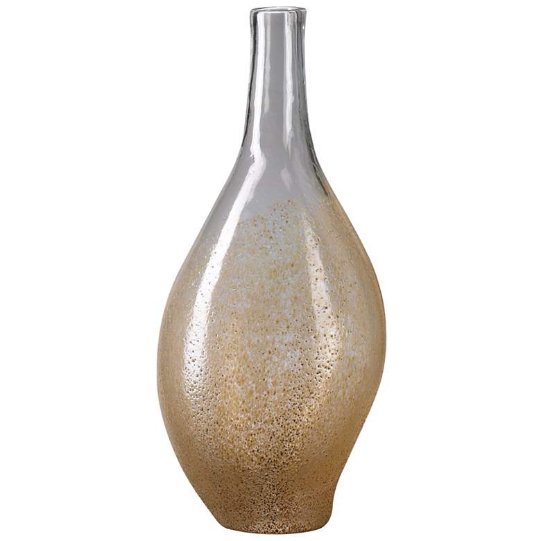 Image 1 Large Mocha Dipped Clear Glass Vase