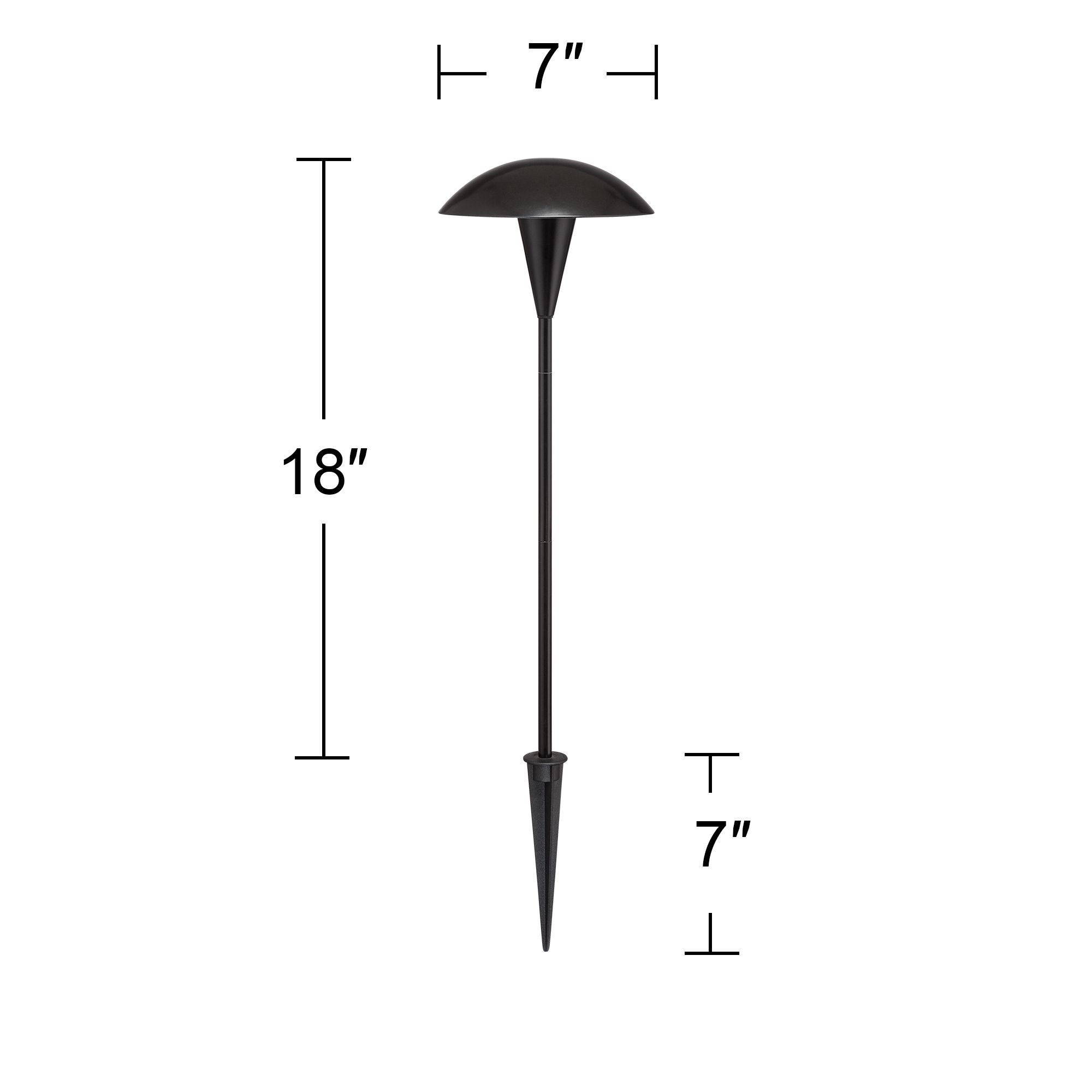Large Mushroom 18" High Black Low Voltage LED Path Light