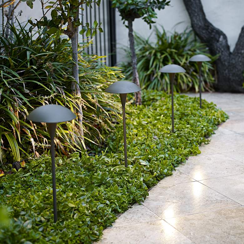 Large Mushroom Bronze Finish LED Landscape Path Lights - Set of 4 more views