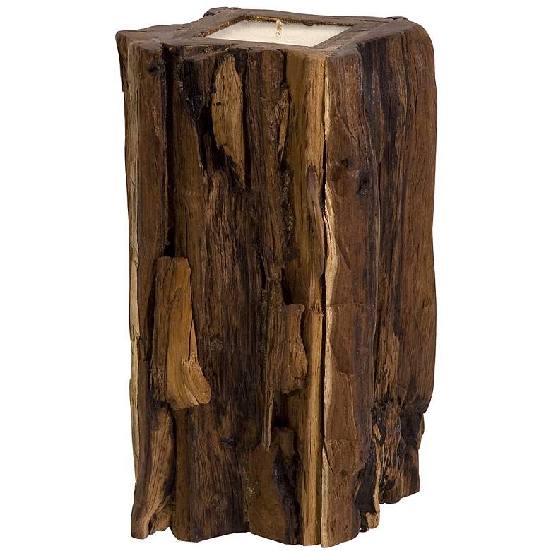 Image 1 Large Natural Teakwood Stump Candle