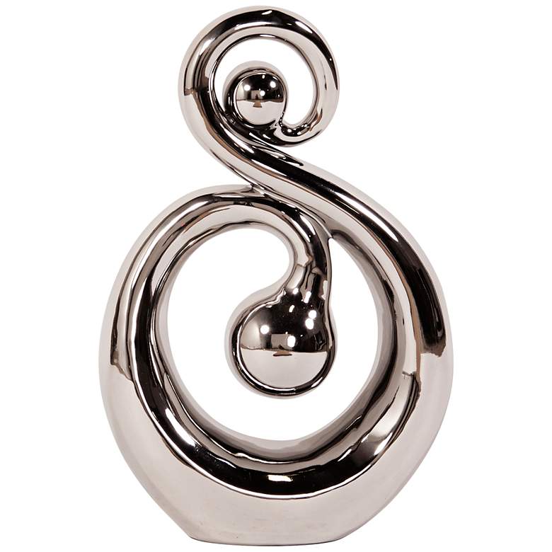 Image 1 Large Nickel Plated 16 inch High Musical Clef Sculpture