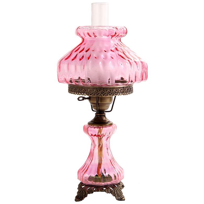 Image 1 Large Pink Rhombus Night Light Hurricane Table Lamp