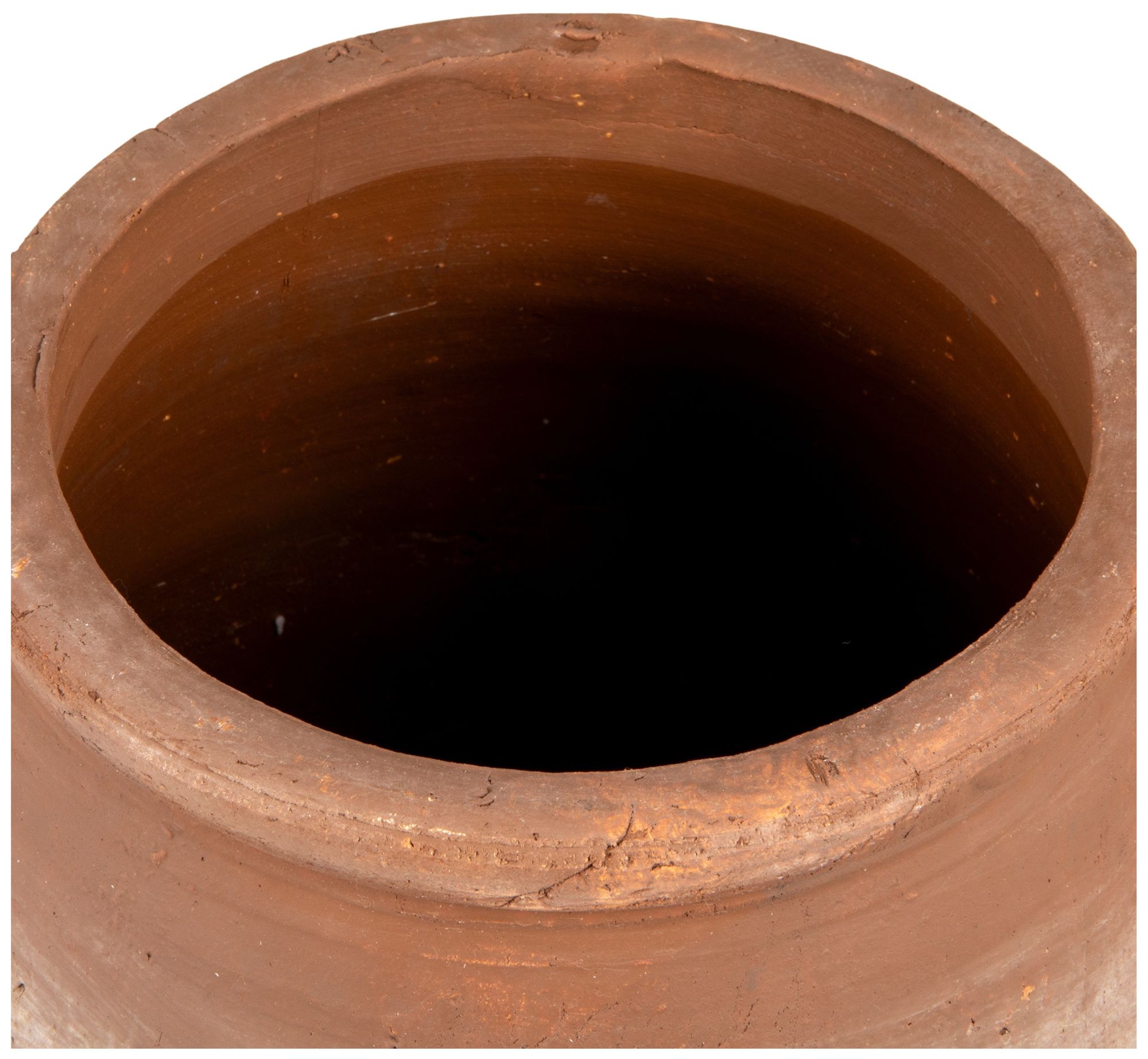 Image 6 Large Round Terra-cotta Urn, Orange and Whitewashed more views