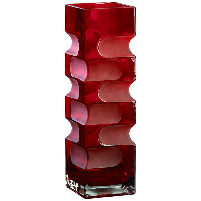 Image 1 Large Ruby Etched  15 inch High Vase