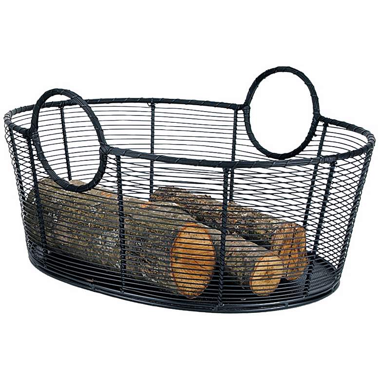 Image 1 Large Steel Wire Basket Fireplace Wood Holder